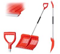 KADAX Pelle à Neige Professionnelle 50 x 138 cm - Poignée Antidérapante, Lame en Plastique et Bord en Aluminium (Orange)
