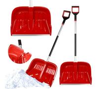 KADAX Pelle à neige professionnelle, 53 x 135 cm, avec poignée antidérapante, lame en plastique et bord en aluminium, rouge
