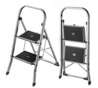 KADAX Escabeau de sécurité pliable en aluminium à 2 marches avec pieds antidérapants Charge maximale 150 kg Idéal pour la maison et le jardin