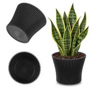KADAX Petit pot de fleurs, en plastique, pour plantes grasses et herbes, pot moderne pour l'intérieur et l'extérieur, noir, 13,5 cm
