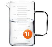 KADAX Pichet doseur de 1 l en verre, verre doseur en verre borosilicate résistant à la chaleur, gobelet doseur en verre avec bec verseur, poignée et graduation facile à lire, passe au lave-vaisselle