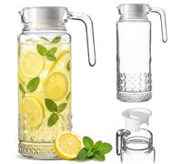 KADAX Pichet en verre de 1 litre avec couvercle et poignée, carafe pour | Carafe à eau, pichet pour eau, limonade et thé glacé, carafe à eau, pichet à jus