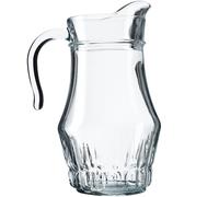 KADAX Pichet en verre robuste, 1,5 l, avec bec verseur et poignée pratique, carafe en verre pour boissons froides, jus, lait, thé glacé, transparent (Fargo)