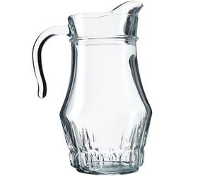 KADAX Pichet en verre robuste, 1,5 l, avec bec verseur et poignée pratique, carafe en verre pour boissons froides, jus, lait, thé glacé, transparent (Fargo)