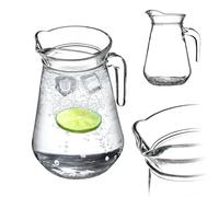 KADAX Pichet en verre robuste de 1,3 l - Avec bec verseur et poignée pratique - Carafe en verre pour boissons froides, jus, lait, thé glacé - Transparent (ourson)