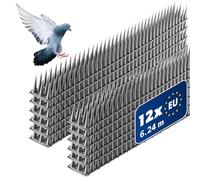 KADAX Pics Anti Pigeon et Anti Oiseaux, Dissuasif afin de Protéger Votre Balcon, Terrasse et Espaces Extérieurs, Repulsif en Plastique (Argent, Lot de 12)