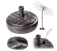 KADAX Pied de parasol rond à remplir avec du sable, de l'eau ou du gravier, support en plastique pour jardin, terrasse, plage (version 1 ronde, marron)
