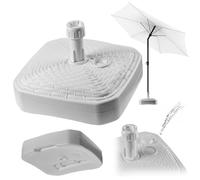 KADAX Pied de parasol rond à remplir avec du sable, de l'eau ou du gravier, support en plastique pour jardin, terrasse, plage (version 2 carré, blanc)