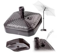 KADAX Pied de parasol rond à remplir avec du sable, de l'eau ou du gravier, support en plastique pour jardin, terrasse, plage (version 2 carré, marron)