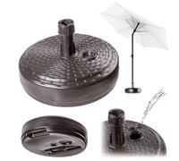 KADAX Pied de parasol rond à remplir avec du sable, de l'eau ou du gravier, support en plastique pour jardin, terrasse, plage (version 2 ronde, marron)