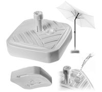 KADAX Pied de parasol rond à remplir avec du sable, de l'eau ou du gravier, support en plastique (version 1 carré, blanc)