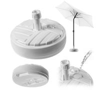 KADAX Pied de parasol rond - À remplir avec du sable ou du gravier - Support en plastique - Version 1 rond - Blanc