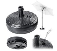 KADAX Pied de parasol rond, Support de parasol remplissable avec du sable, de l'eau ou du gravier, Support en plastique pour jardin, terrasse, plage (Version 2 ronde, Anthracite)