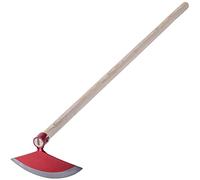 KADAX Pioche avec tête en métal - Pioche de jardin avec manche en bois - Pioche pour enlever les mauvaises herbes - Accessoire de jardin à désherber (demi-circulaire, largeur 23 cm, rouge)