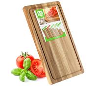 KADAX Planche à découper rectangulaire en chêne - 5 tailles différentes - Planche en bois avec rainure à jus - Planche de service pour fromage - Planche à petit-déjeuner (24 x 40 cm)