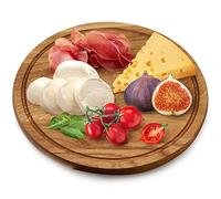 KADAX Planche à Découper Ronde en Chêne, Plateau de Service Rond en Bois pour une Présentation Élégante de Fromages et de Charcuteries (30 cm)