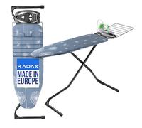 KADAX Planche à Repasser 120 x 42 cm, Table à Repasser Pliable avec Housse en Coton, Support de Fer, Pieds Antidérapants et Réglable en Hauteur (Bleu foncé)