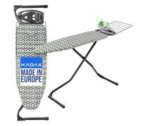 KADAX Planche à Repasser 120 x 42 cm, Table à Repasser Pliable avec Housse en Coton, Support de Fer, Pieds Antidérapants et Réglable en Hauteur (Vert)