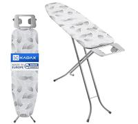 KADAX Planche à Repasser compacte - 114 x 34 cm Gris M - pour Repassage Confortable sur Grille métal - Repose-Fer et Housse Coton avec Mousse 5 mm Hauteur réglable Pieds antidérapants fabriquée UE