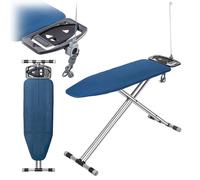 KADAX Planche à repasser en aluminium 120 x 42 cm - Table à repasser stable pour centrale vapeur, pliable, réglable en hauteur, légère et portable, avec repose-fer et support de câble, fabriquée en UE