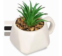 KADAX Plantes Succulentes dans Un Pot avec Poignée, Plantes Artificielles en Pot, Petite Plante Artificielle, Faux Plante, Plante Décorative pour Salon, Bureau (Blanc)