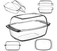 KADAX Plat à gratin transparent en verre résistant à la chaleur, récipient ignifuge pour lasagne, ragoût de légumes, plat à rôtir en verre pour rôtissage, four (rectangulaire, 7L)