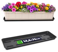 KADAX : Plateau de support de 80 cm pour jardinières, rectangulaire. Plateau en plastique pour pots de fleurs, idéal pour les jardinières de balcon, et comme support pour plantes sur balcon et rebord