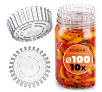 KADAX Poids de Fermentation - Lot de 10 | Accessoire fi 100 mm avec Filet pour Bocaux TO100 | Insert Plastique pour Choucroute, Kimchi & Cornichons | sans BPA