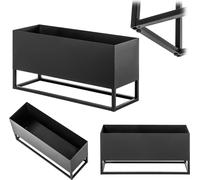KADAX Porte-fleurs large avec pot 60x30cm, acier, noir