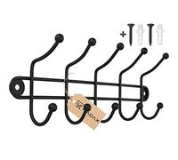 KADAX Porte Manteau mural en Acier, Crochets pour serviettes noir, Patère Murale, Patère pour la maison, Crochet pour Vêtement et Peignoir
