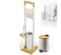 KADAX Porte-papier toilette avec brosse WC intégrée et seau cosmétique, porte-papier toilette sur pied avec brosse toilette, porte-papier toilette (beige)