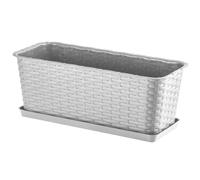 KADAX Jardinière Rectangulaire 40 cm, Balconnière en Plastique Aspect Rotin avec Soucoupe pour Embellir Votre Espace Extérieur (Gris)