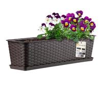 KADAX Pot de balcon avec socle, bac à plantes, jardinière pour balcon avec ouvertures d'eau, bac à fleurs pour roses, lauriers roses, imitation rotin (60 cm, marron)