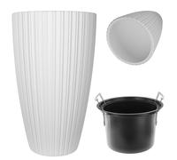 KADAX Pot de fleur 30 cm couvercle avec épingle Pot de fleurs en plastique blanc