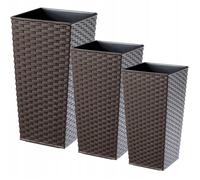 KADAX Set de pots de fleurs en rotin "Pesaro", pot de fleurs en plastique, moka, set de 3 XXL