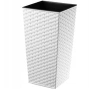 KADAX Pot de Fleur Haut, Grande Jardiniere en Plastique pour Une Décoration, Bac à Fleurs Imitant Le Rotin (75 cm, Blanc)