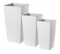 KADAX Set de pots de fleurs, bacs à fleurs en plastique "Tuluza", intérieur et extérieur, blanc, set de 3 XL