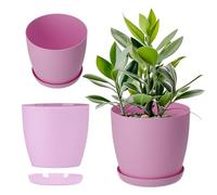 KADAX Pot de Fleurs 18 cm en Plastique avec Soucoupe et Finition Mate Élégante, Cache-Pot pour Une Décoration Intérieure Raffinée et Moderne (Rose)