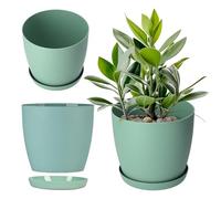 KADAX Pot de Fleurs 20 cm en Plastique avec Soucoupe et Finition Mate Élégante, Cache-Pot pour Une Décoration Intérieure Raffinée et Moderne (Vert)