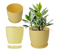 KADAX Pot de Fleurs 25 cm en Plastique avec Soucoupe et Finition Mate Élégante, Cache-Pot pour Une Décoration Intérieure Raffinée et Moderne (Jaune)