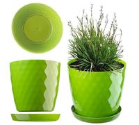 KADAX Pot de Fleurs 25 cm - en Plastique avec Soucoupe Intégrée, Pot de Plante pour Une Décoration Florale Moderne dans l'espace Intérieur (Vert)