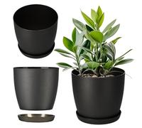KADAX Pot de Fleurs 30 cm en Plastique avec Soucoupe et Finition Mate Élégante, Cache-Pot pour Une Décoration Intérieure Raffinée et Moderne (Anthracite)