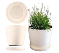 KADAX Pot de Fleurs 30 cm - en Plastique avec Soucoupe Intégrée, Pot de Plante pour Une Décoration Florale Moderne dans l'espace Intérieur (Ecru)