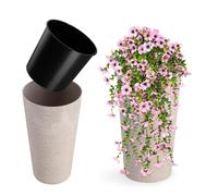 KADAX Pot de fleurs à base de copeaux de bois, élégant pot avec insert amovible, cache-pot pour le bureau, pot pour le jardin, diamètre 30 cm, crème