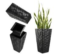 KADAX Pot de fleurs avec effet 3D "Bando", en plastique, bac à plantes avec insert, 40 cm, anthracite