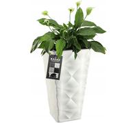 KADAX Pot de fleurs avec effet 3D "Bando", en plastique, bac à plantes avec insert, 40 cm, blanc