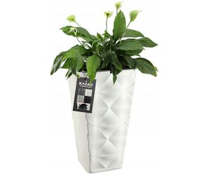 KADAX Pot de fleurs avec effet 3D "Bando", en plastique, bac à plantes avec insert, 40 cm, blanc