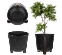 KADAX Pot de fleurs avec insert intérieur, en plastique, rond, pour intérieur et extérieur (noir, 30 cm), K9906
