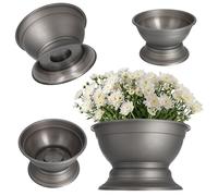 KADAX Pot de fleurs avec pied, pot de plantes résistant aux intempéries en plastique, pot en forme de boule pour chrysanthèmes, pensées sauvages, vase à fleurs (⌀18 cm, graphite)