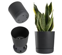 KADAX Pot de Fleurs Avec Soucoupe - Minimaliste et Décoratif en Plastique pour Fleurs, Cactus et Herbes (17 cm, Anthracite)